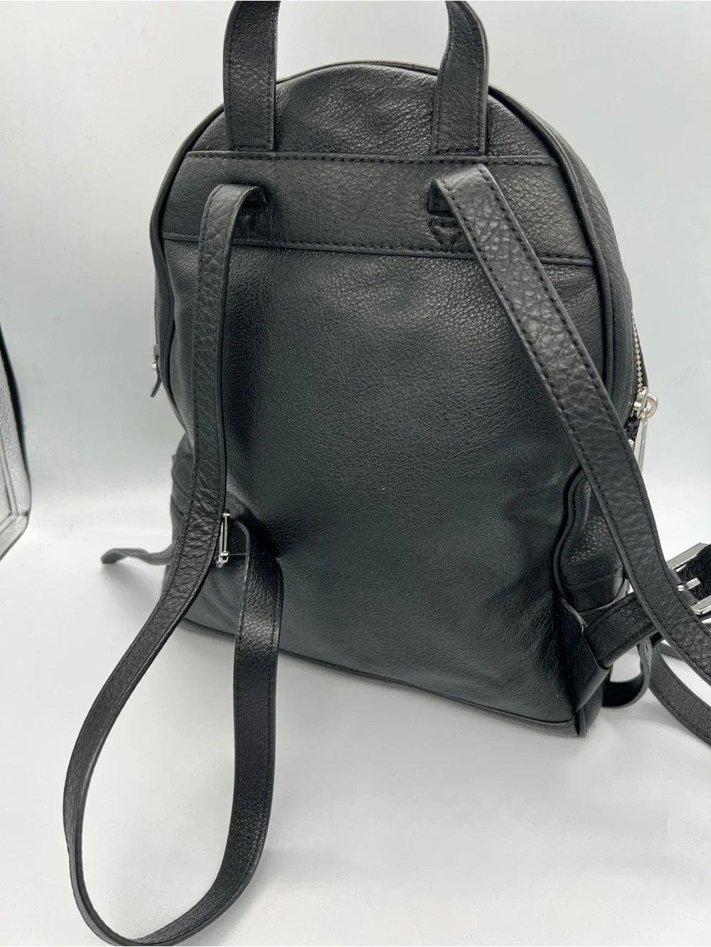 Michael Kors Black Pebbled Leather Backpack with Silver Hardware